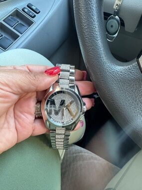 Michael Kors Women’s Silver Crystal-Accent Stainless Steel Watch